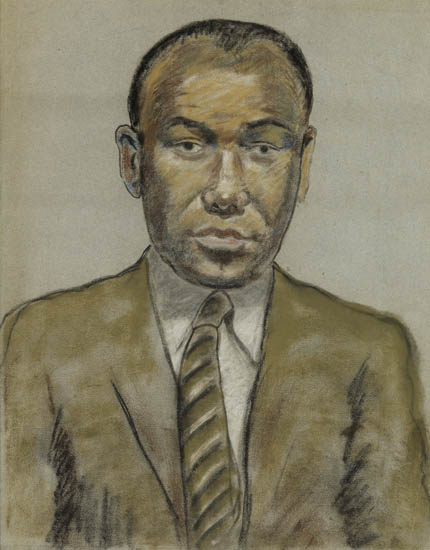 BEAUFORD DELANEY (1901 - 1979) Portrait of a Young Man in Suit and Tie.